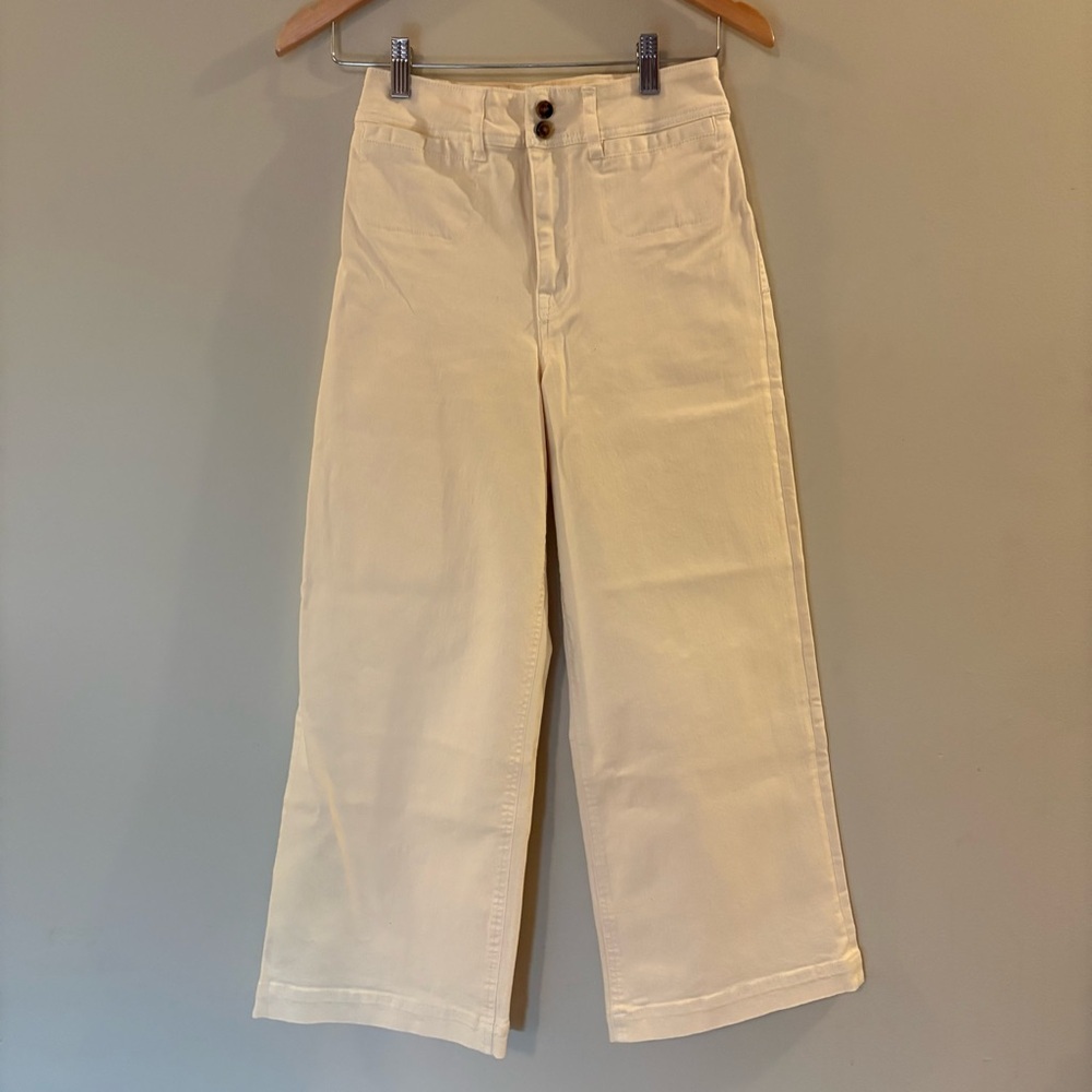Unpublished, Gemma, High Rise, Cropped Wide-Leg Jeans in Cream colour Sz 25 - Picture 2 of 12